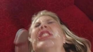 A chubby blonde babe from Germany loves sucking multiple cocks