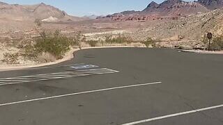 Wife spit roasted by two guys on the side of public road in the Nevada desert