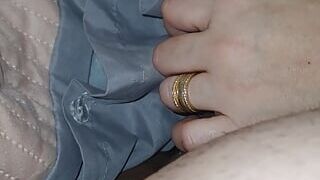 Step mom turns on the light and handjob step son dick under blanket