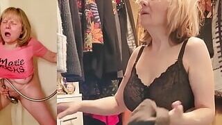 Masturbating GILF goes to the outdoor mall
