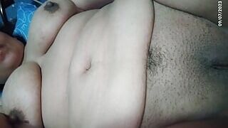Chubby chichona plays with her big tits and ends up playing with her rich pussy