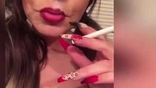'Sexy nerdy milf smoking a cigarette with a face full of cum dripping off her lips(fan request)'