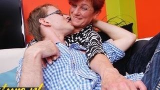 Nerdy Fellow Gives Red-Haired Grandma a Excellent Cunt Poking