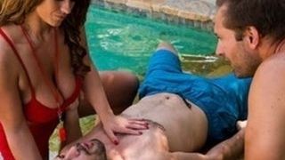 STEAMING dark-haired lifeguard with giant-boobs Eva Notty plows by the pool