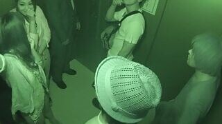 Elevator group sex - Japanese goes wild