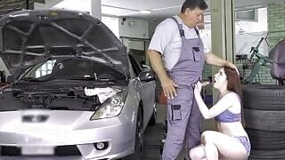 GrandpasFuckTeens - Cute Teen Mia Evans Gets Her Wet Pussy Fucked By An Old Mechanic