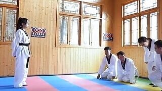 Hot KongFu Asian slut teacher with small boobs have a hardcore sex with big cock in the classroom