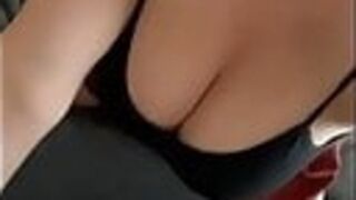 Big tits milf in tight black top