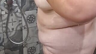 Amateur Fat Step Mom Wife takes a shower in fancy hotel. Gorgeous BBW.