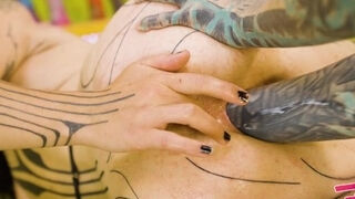 'Tattooed Lesbians FISTING until squirting orgasm - pussy fisting, goth, alt punk'