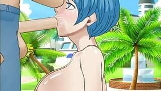Bulma cheating milf slut with big tits can't stop herself from deepthroating his massive cock - SDT