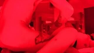 Fucking my slut wife in the red room of a swinger club