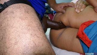 HUSBAND FUCKS MY ASS WITH A HUGE BLACK TOY WHILE I MASTURBATE WITH A VIBRATOR, IT HURTS SO MUCH BUT I LOVE IT