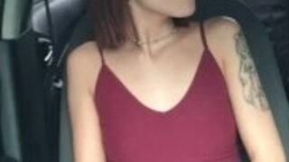 I'm in the car with my friend and I start touching my pussy and my tits