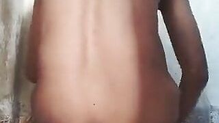 Indian Desi village cross dresser shemal cd gay boy showing full nude body in shower water bathroom ass shaving creamle