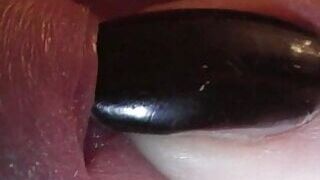Fingernail play with urethra - close up