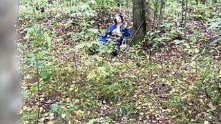 A stranger caught a twink jerking off in the woods and couldn't get past his ass - 377