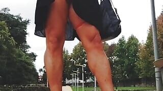 JoanaLoveTs enjoys walking in the park and showing her she cock
