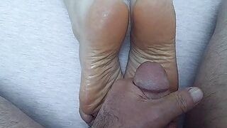 I cum on Anna's soles. Beautiful soles of feet wet with my ejaculation.