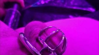 Sissy in small chastity gets fucked with a BBC