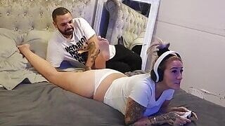 Having my pussy licked while I'm gaming
