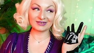 Latex Fetish Video: Ripped Rubber Gloves - Blogger Blonde Pin Up MILF Arya
