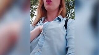 Depraved Blonde Publicly Shows Her Big Tits - Outdoor Nudity