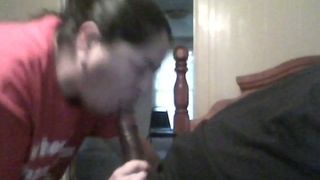 Dark haired whorable pallid housewife was blowing my buddy's BBC