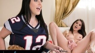 Crazy Stunner Seeks Her Sports Devotee Wifey Angela Milky's Attention During Final Football Game