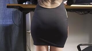 Milf Secretary In Tight Dress Teases Her Visible Panty Line VPL