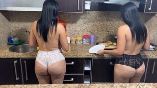 Fucked My Chubby Phat-booty Latina Stepmom And Almost the Same Looking Stepaunt In the Kitchen