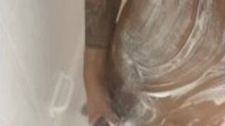BBC stroking in the shower