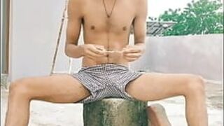 Outdoor sexy Indian men cumshot