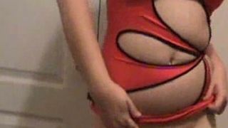 Extremely voluptuous MILF wife poses her huge tits and booty on cam