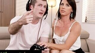 MOM'S FELLOW - Lonely Step-Mom Riley Jacobs Interrupts Son-In-Law's Gaming Session To Get Screwed Doggie