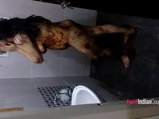 Reenu Bhabhi In the matter of Shower Striptease Exposing Nice Boobs and Amazing Pussy